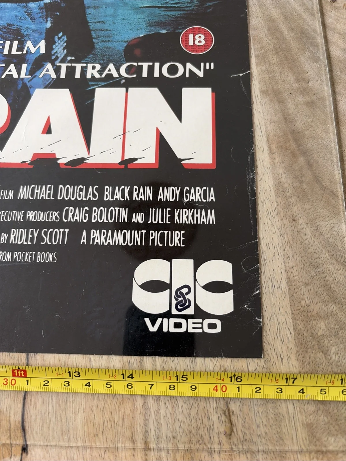 BLACK RAIN (1989) Video Shop Store Promotional Movie Poster - A2 - RIDLEY SCOTT, изображение 3