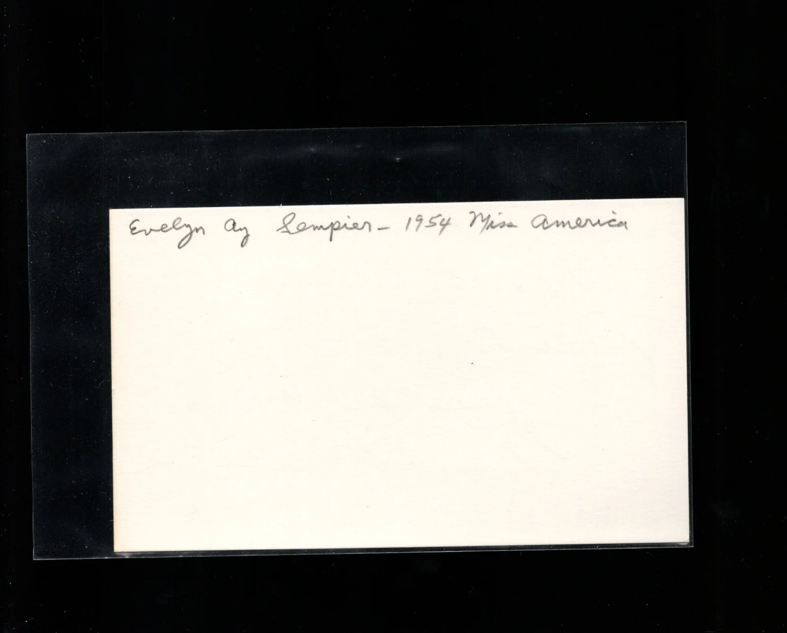 Evelyn Ay Sempier * Signed Index Card * Miss America 1954, image 2