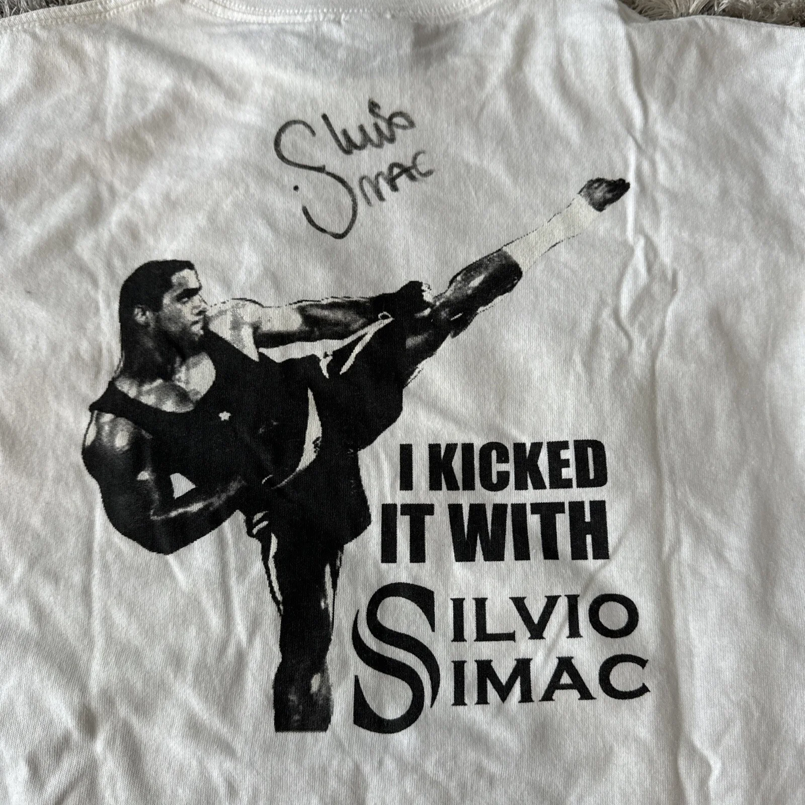 Silvio Simac — Rare Short Sleeve White Silvio Simac Autographed T-Shirt Martial Artist Actor, изображение 3