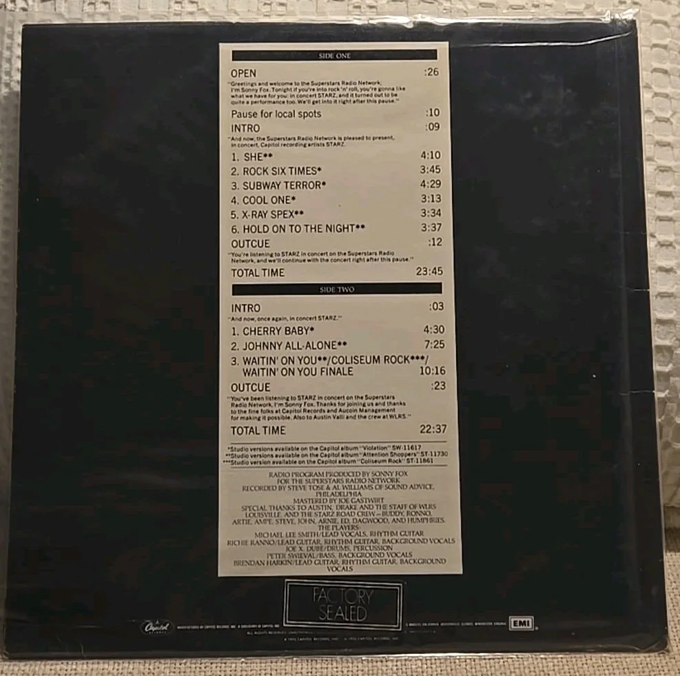 Starz - Live At Municipal Auditorium, Louisville, March 30, 1978 LP, изображение 2