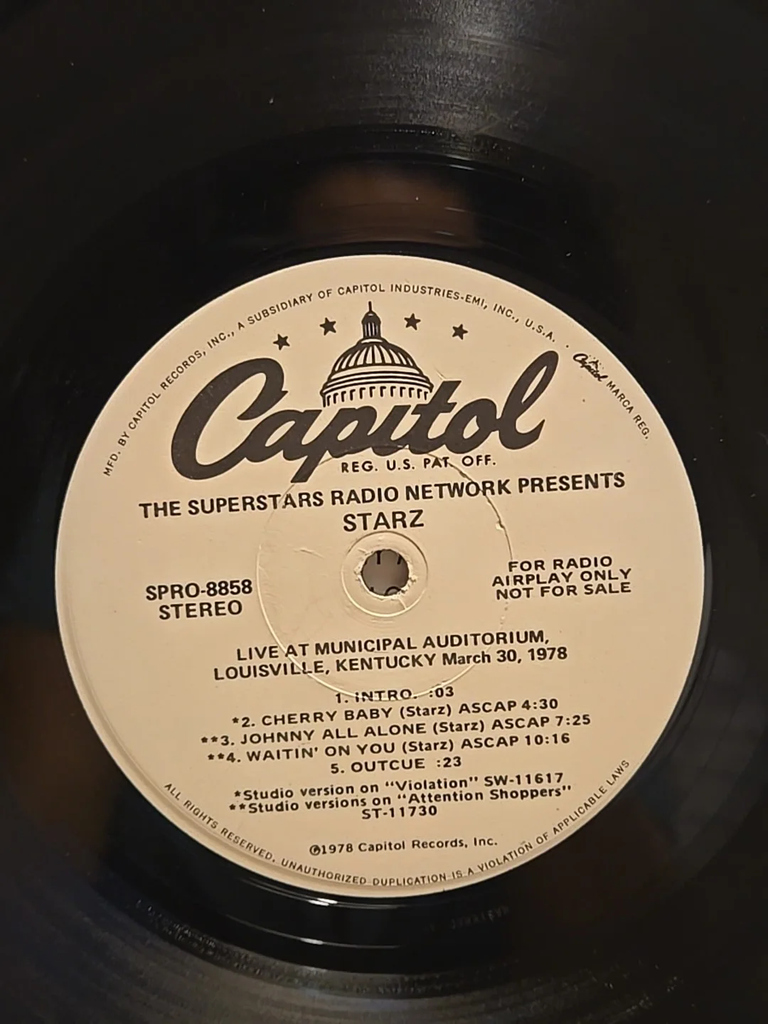 Starz - Live At Municipal Auditorium, Louisville, March 30, 1978 LP, изображение 5