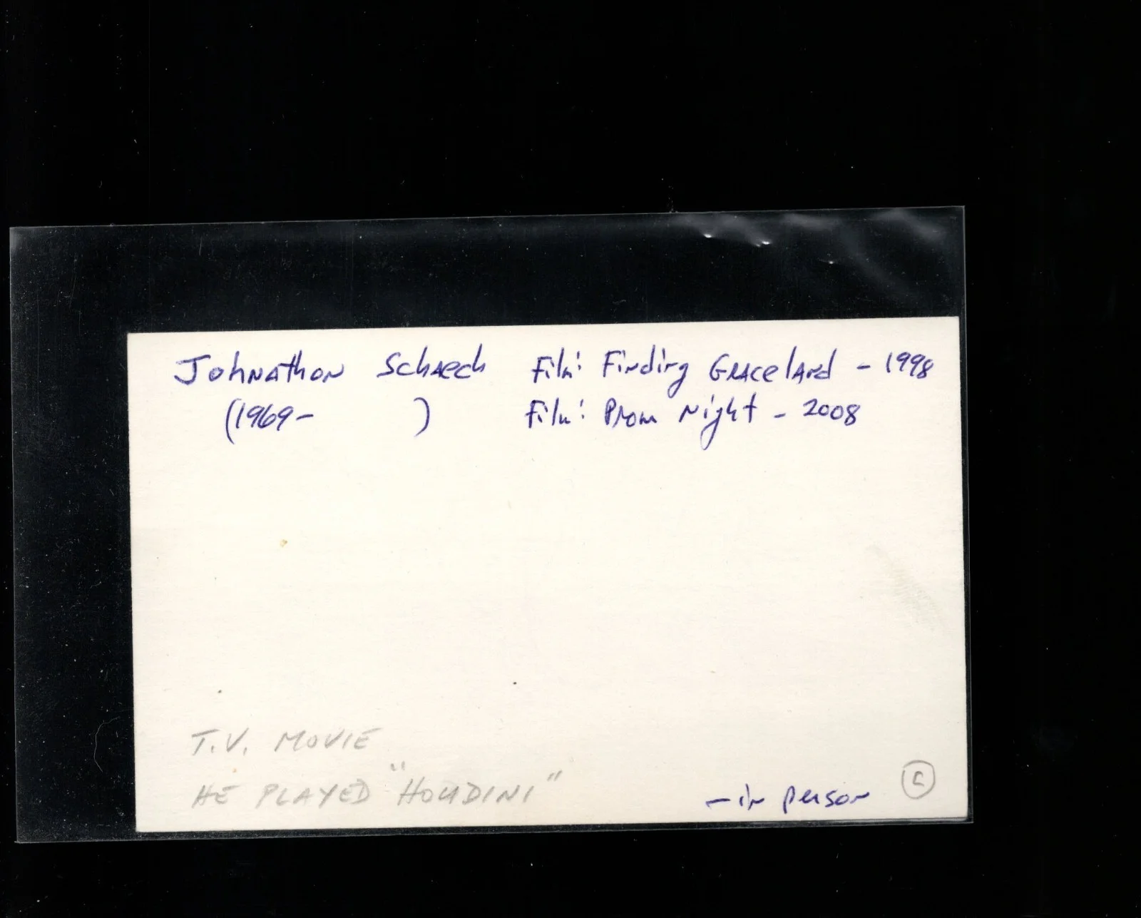 Johnathon Schaech - Actor * Signed Index Card * Blue Ridge - That Thing You Do, image 2