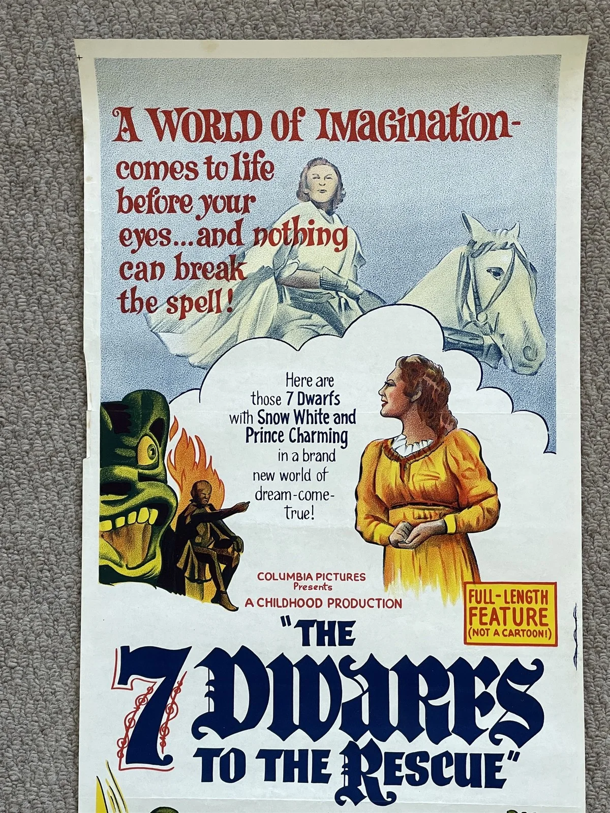 Vintage 7 DWARFS TO THE RESCUE 1965 Australian Daybill Cinema Poster 34x76cm, изображение 2