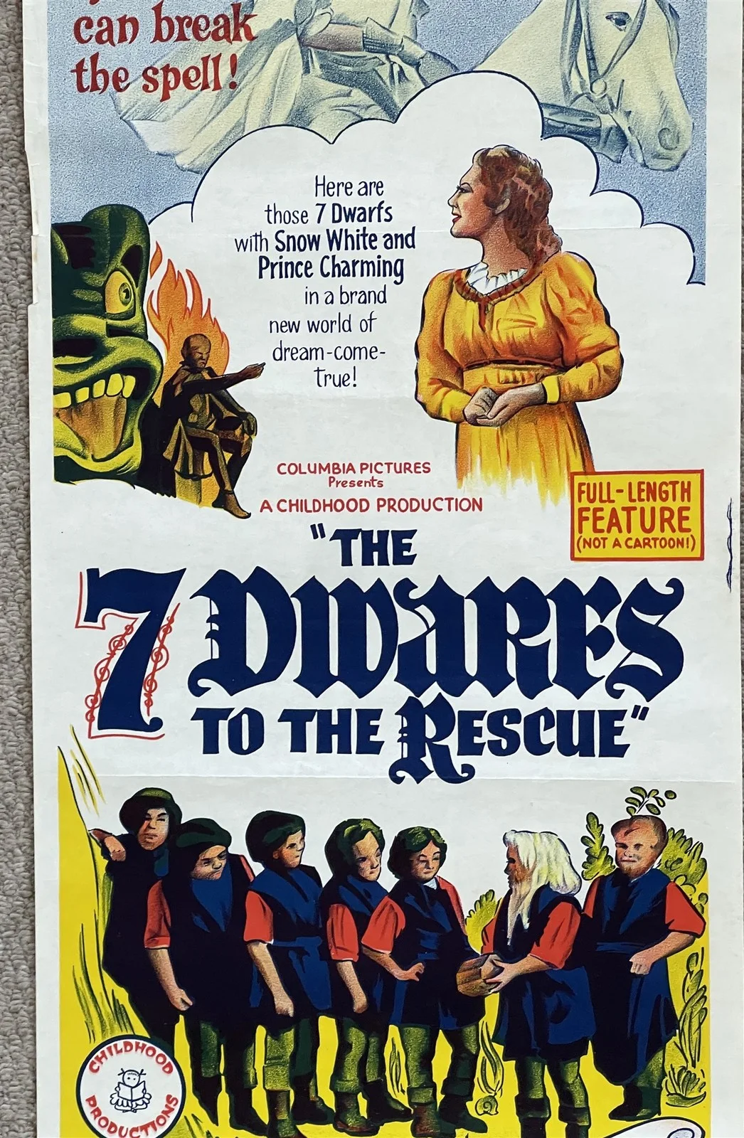 Vintage 7 DWARFS TO THE RESCUE 1965 Australian Daybill Cinema Poster 34x76cm, изображение 3