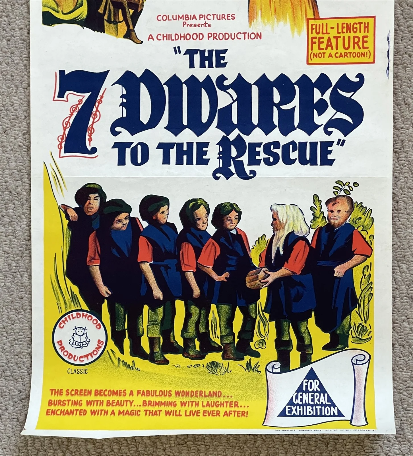 Vintage 7 DWARFS TO THE RESCUE 1965 Australian Daybill Cinema Poster 34x76cm, изображение 4