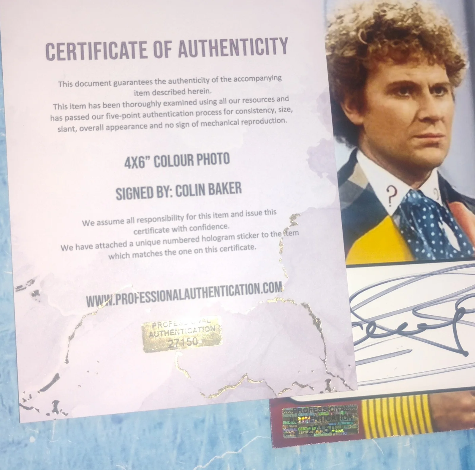 Colin Baker Hand Signed Autograph 4x6 Photo COA Doctor Who NO US TARIFF, image 4