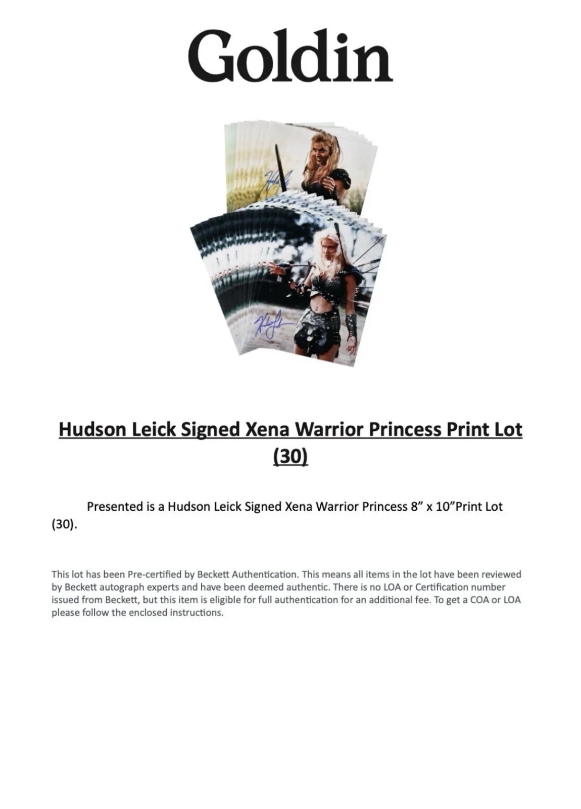 HUDSON LEICK — Hudson Leick Signed 8x10 Xena Warrior Princess Callisto Photo BAS Pre Cert, изображение 5