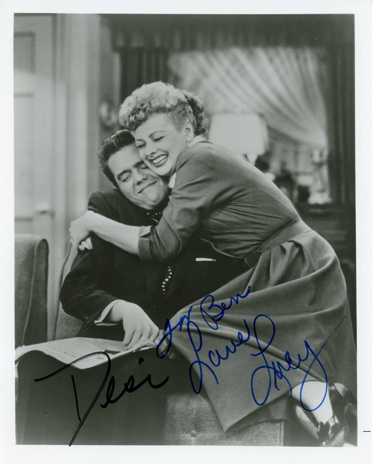 LUCILLE BALL DESI ARNAZ — LUCILLE BALL & DESI ARNAZ signed vintage 8x10 photo "I LOVE LUCY" JSA LOA