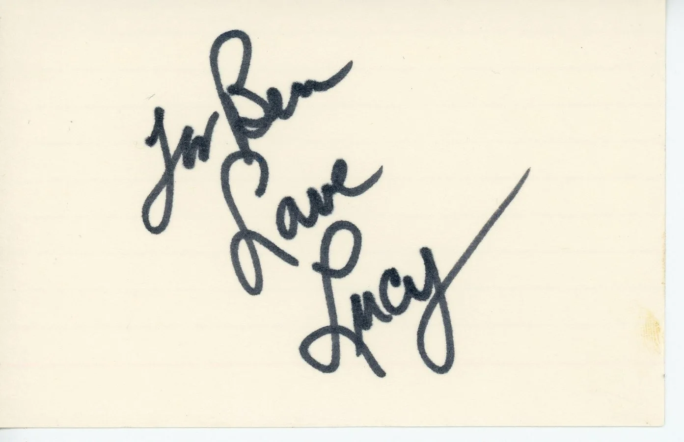 Lucille Ball — Lucille Ball I Love Lucy TV Legend Signed Index Card LOA JSA#ZZ65803