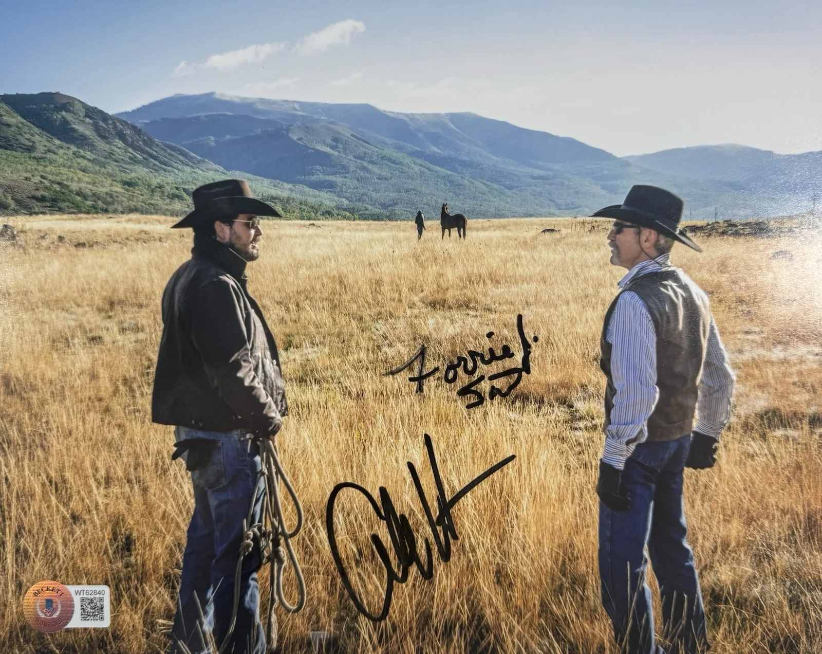 Cole Hauser — COLE HAUSER & FORRIE J SMITH DUAL SIGNED 8x10 PHOTO YELLOWSTONE BAS COA WT62840