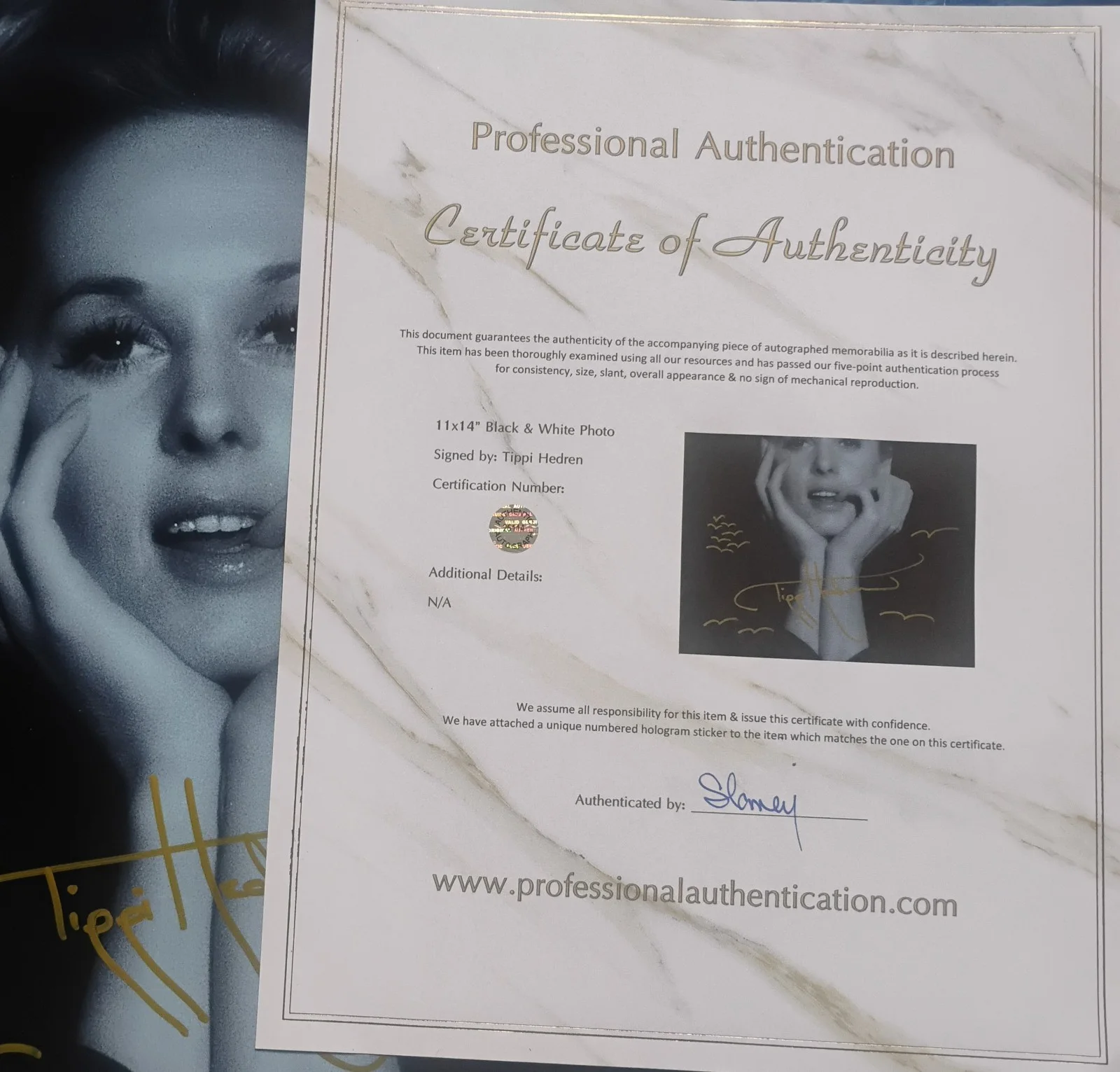 Tippi Hedren Hand Signed Autograph 11x14 Photo COA - NO US TARIFFS, image 4