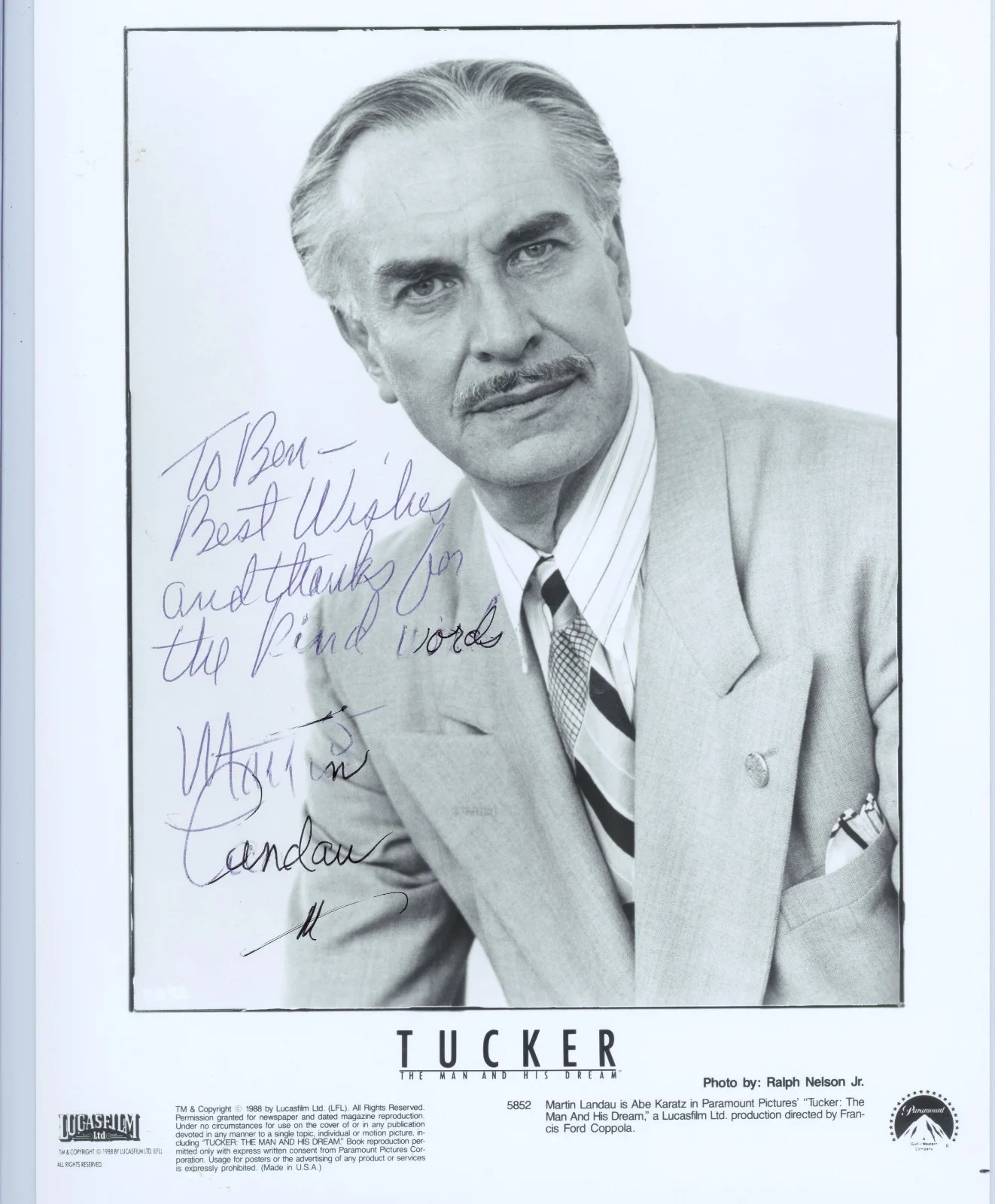 Martin Landau — MARTIN LANDAU Signed Autographed8x10 Photo..Movie LEGEND (d.2017)