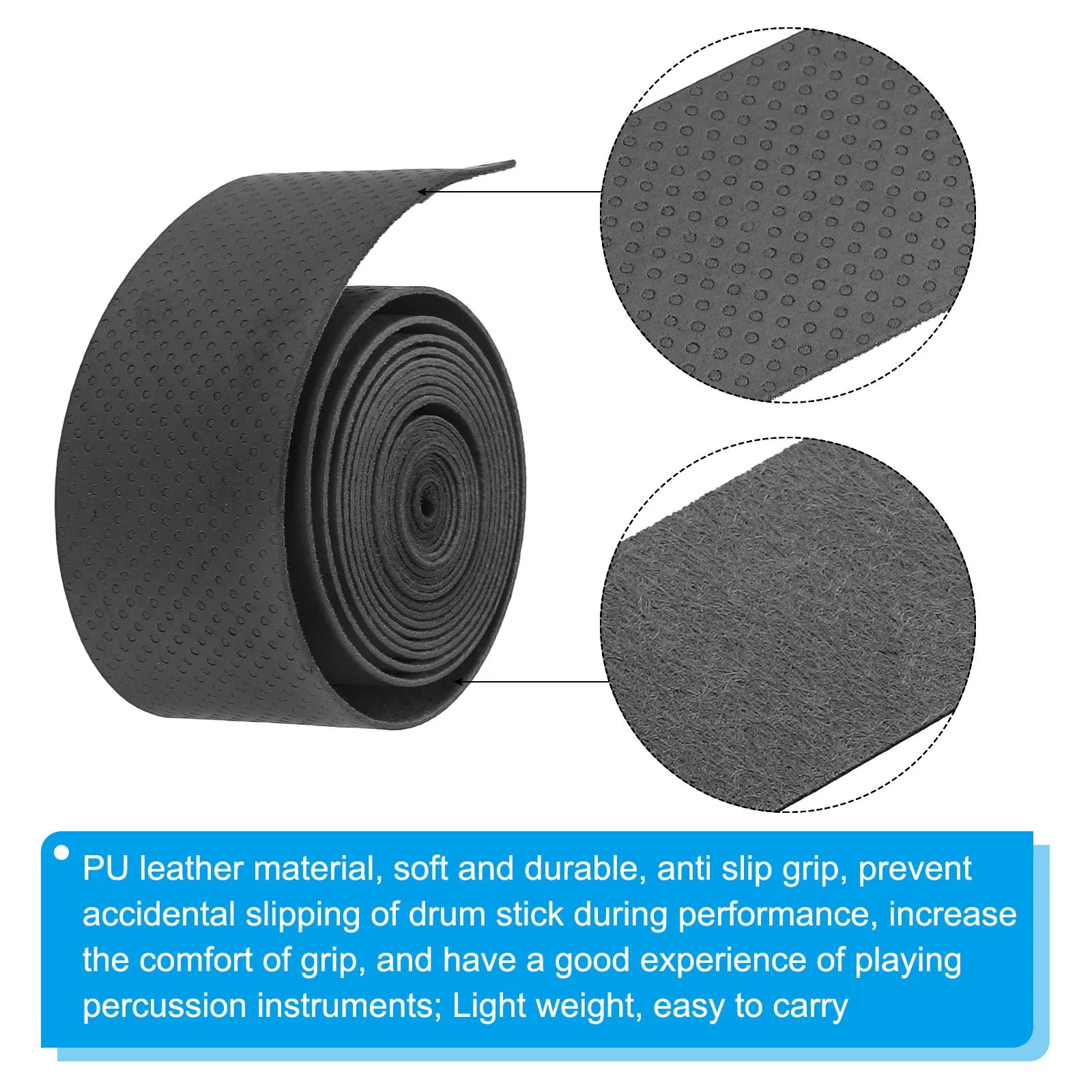 Drum Stick Tape Drumstick Grips Drumstick Wrap Anti Slip 4pcs 1" 3.3ft Black, изображение 4