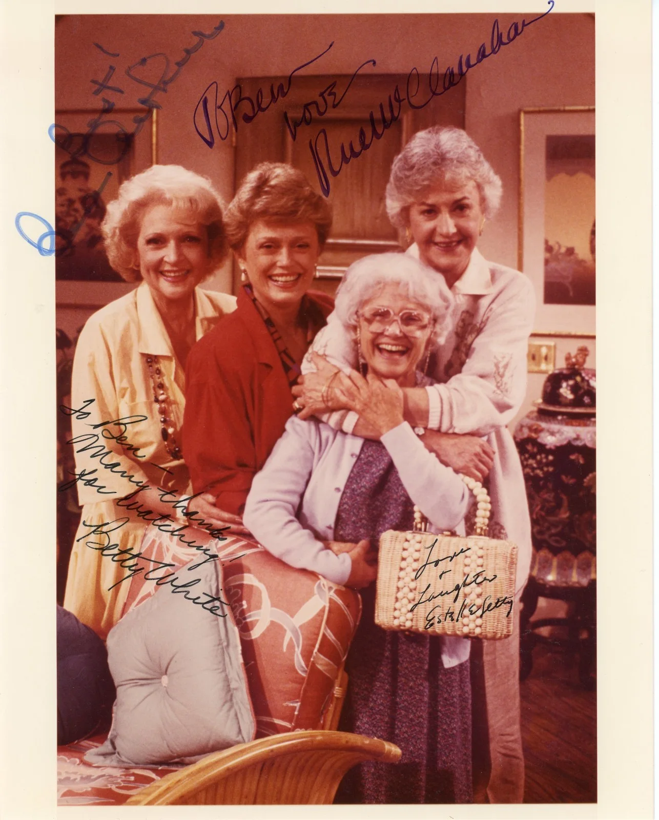 Bea Arthur, Betty White, Rue McClanahan, Estelle Getty — The Golden Girls Authentic Cast Signed 8x10 Photo Signed All 4 LOA JSA#ZZ65802