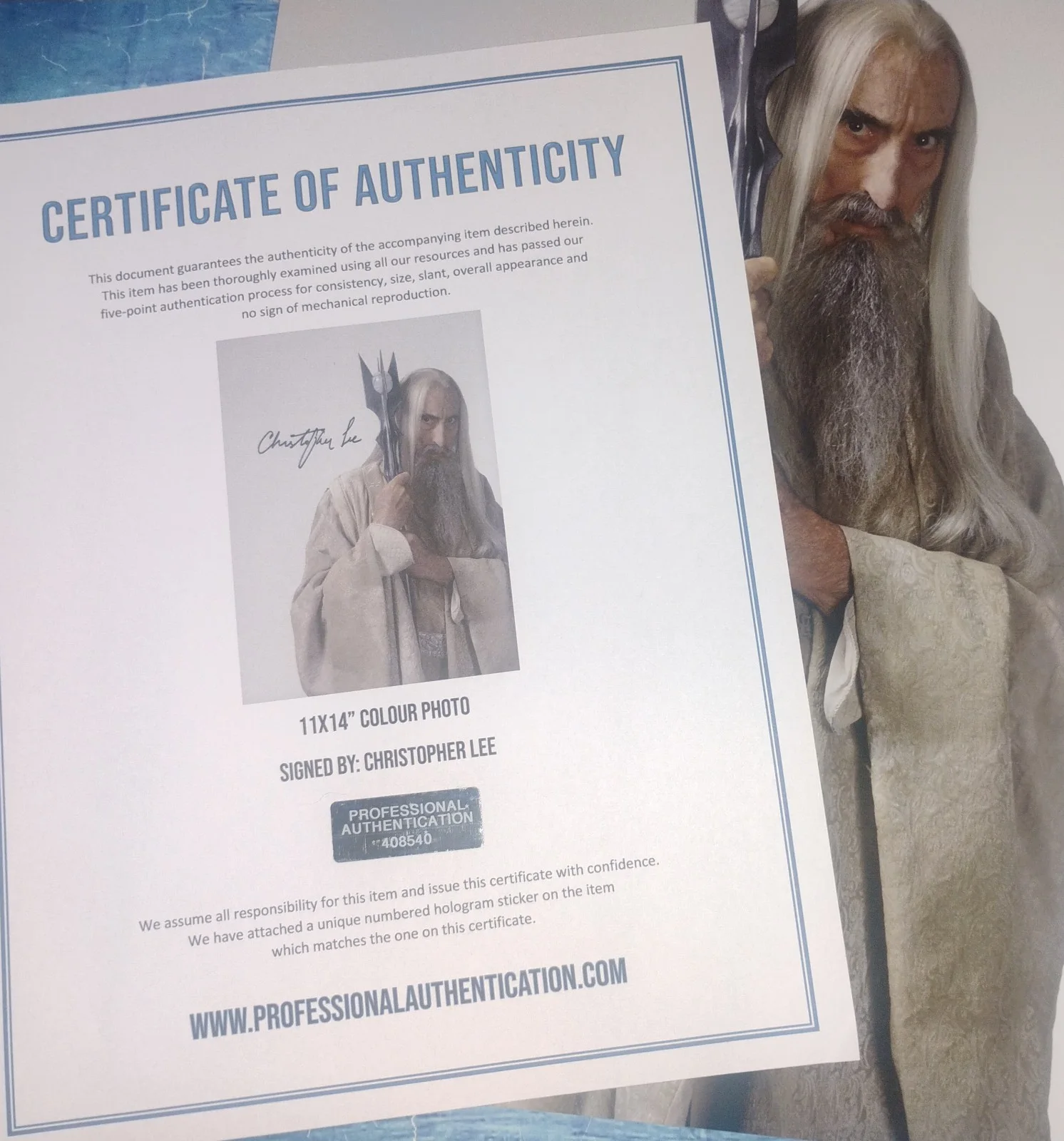 Christopher Lee Hand Signed 11x14 Photo COA Lord Of The Rings NO US TARIFFS, изображение 4