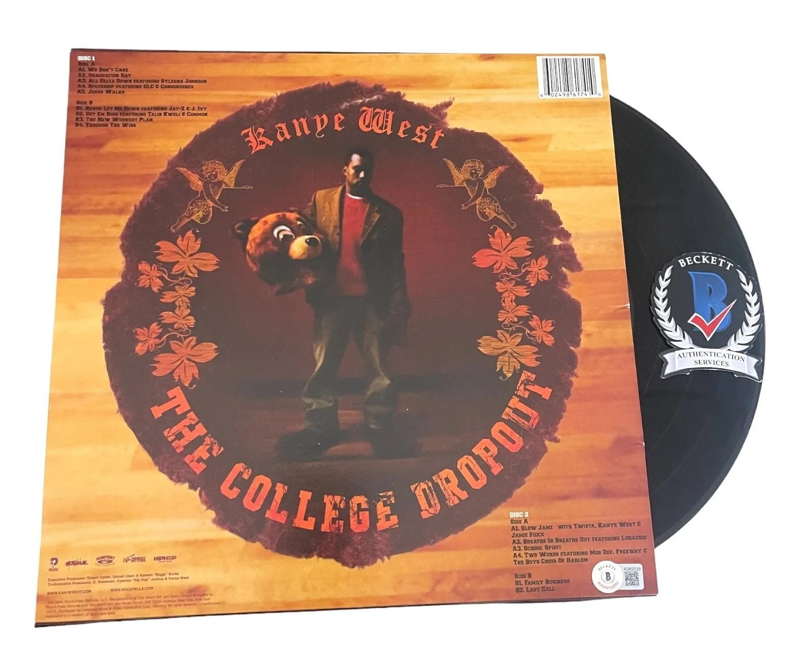 KANYE WEST SIGNED AUTOGRAPH VINYL RECORD ALBUM THE COLLEGE DROPOUT BECKETT BAS, изображение 2