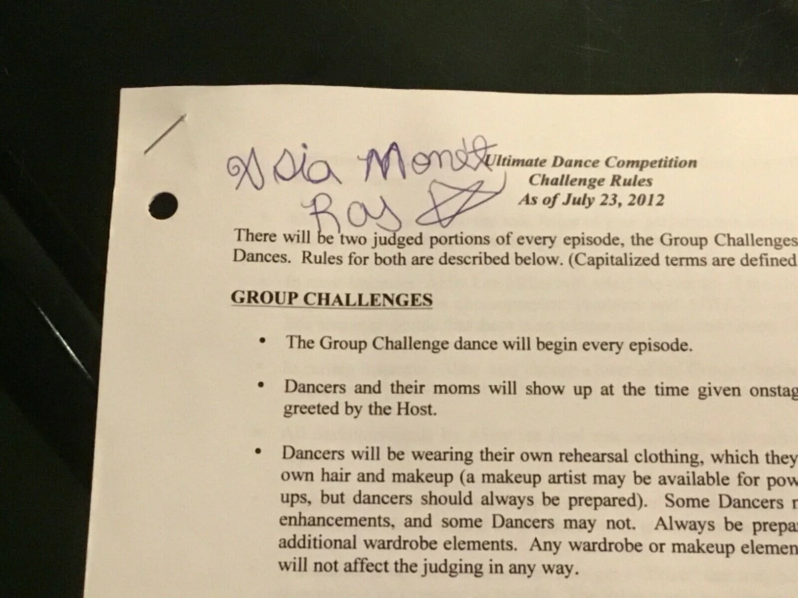 Asia Monet — DANCE MOMS Signed SHOW CONTRACT Asia Monet Ray Autograph Early ORIGINAL Auto, image 5