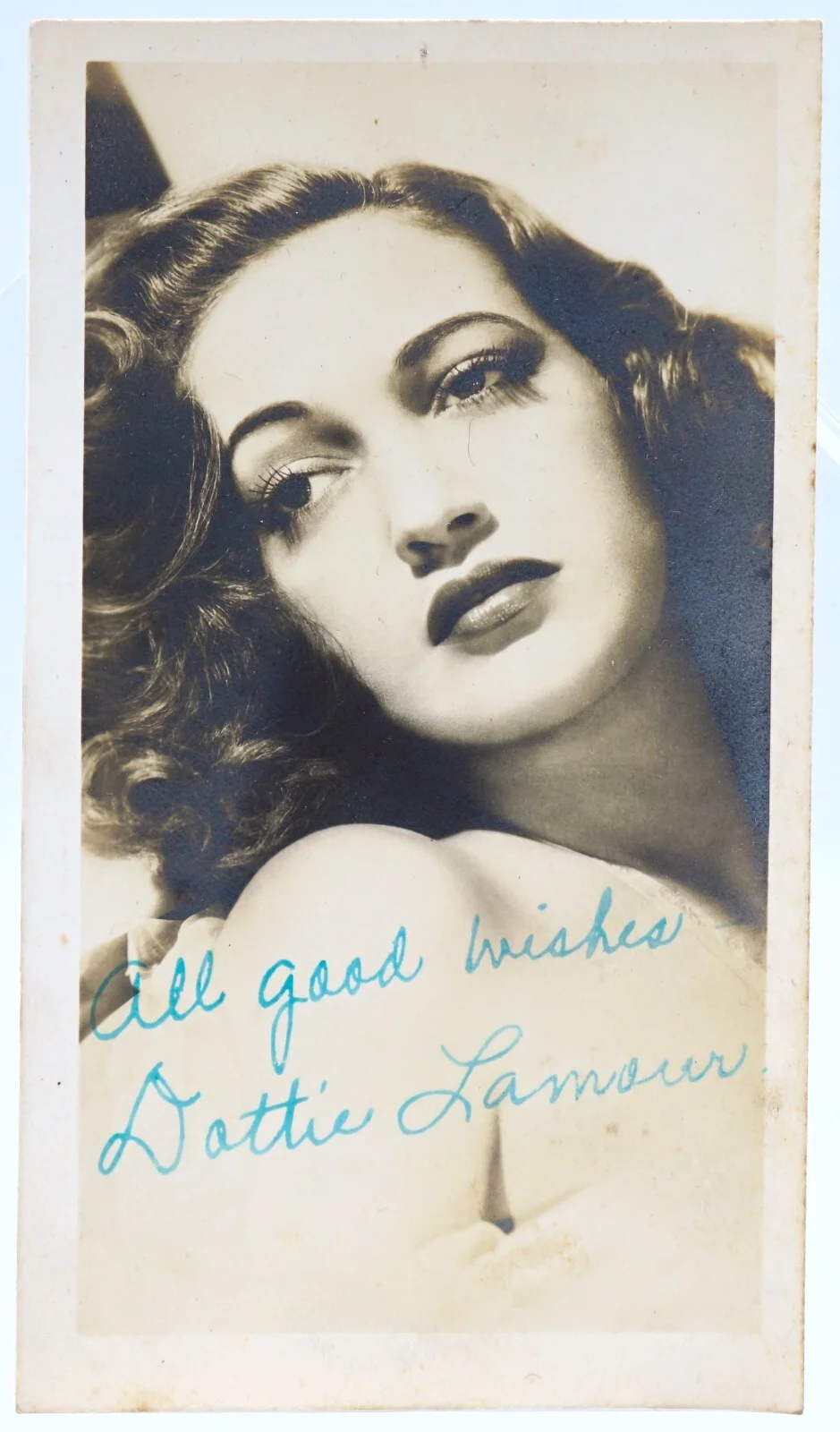 Dorothy Lamour — Dorothy Lamour 1944 Autographed Hand Signed Fan Photo Autograph Dottie