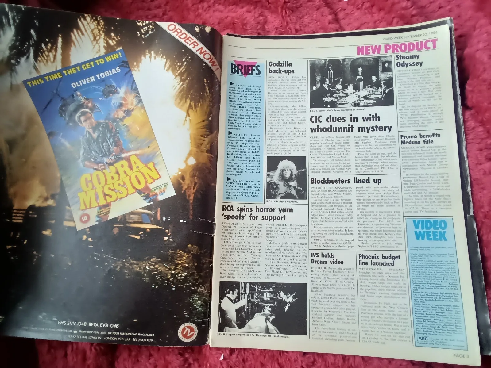 Pre Cert VHS interest Video Week Trade Magazine Sept 22,1986,Godzilla,Norris, image 2