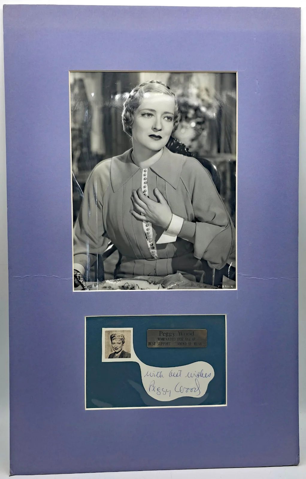 Matted display Large Photograph & Smaller Image Signed Autograph Peggy Wood, image 2