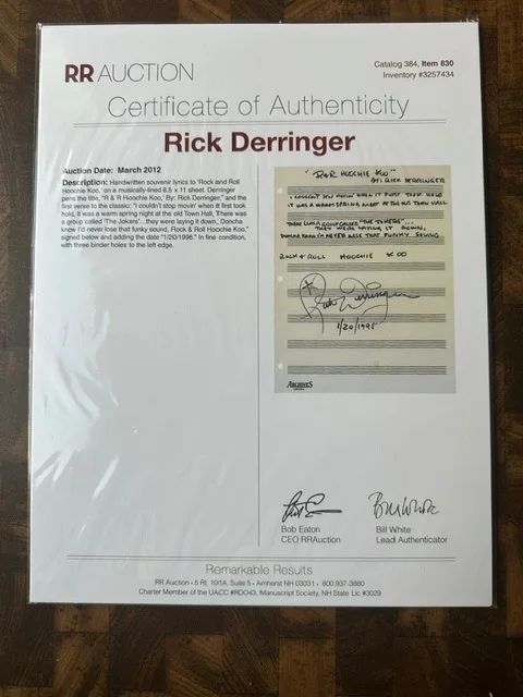 Rick Derringer Signature on Lyrics Page / 35mm Slide from Concert with J.Winters, image 3