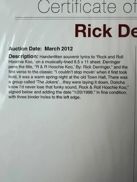 Rick Derringer Signature on Lyrics Page / 35mm Slide from Concert with J.Winters, image 4
