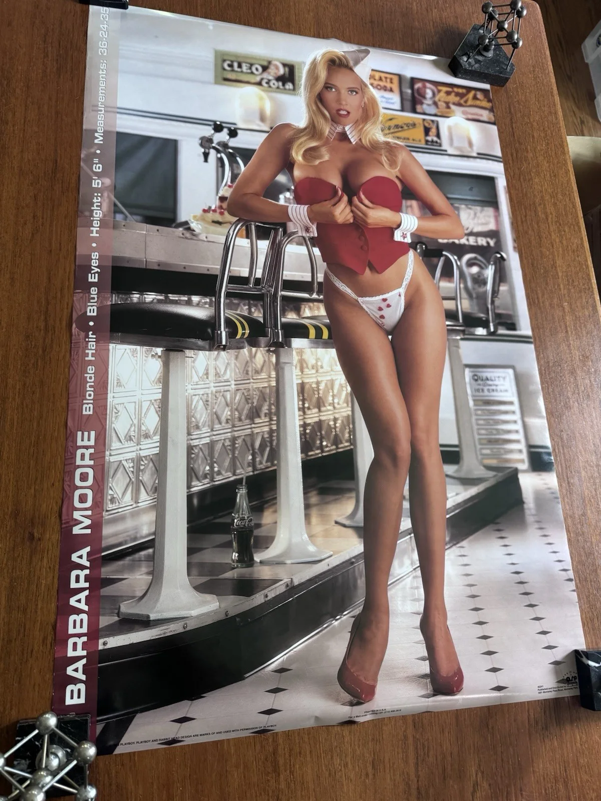 Vintage 1993 35x23 Poster Playboy Stats Sexy Barbara Moore Man Cave Pin Up New, изображение 2