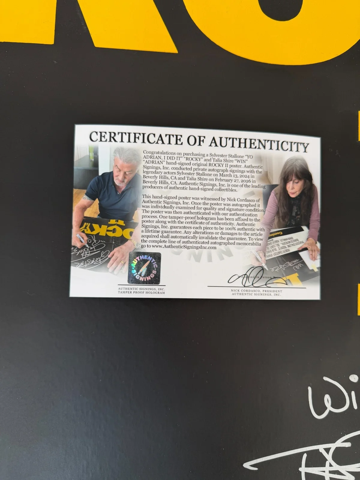 Sylvester Stallone, Talia Shire — Sylvester Stallone & Shire YO ADRIAN Autographed ROCKY 2 Movie Poster ASI Proof, изображение 2