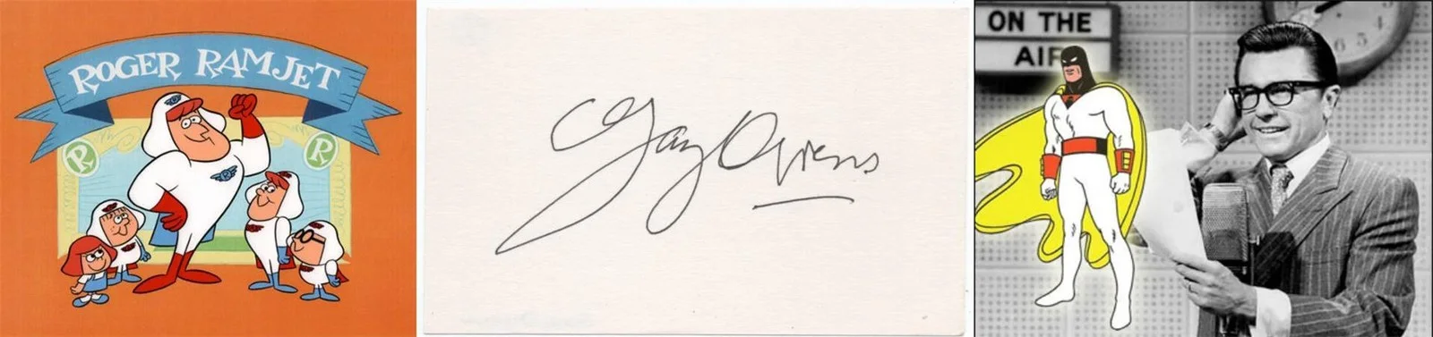 Gary Owens — GARY OWENS SIGNED CARD Cartoon VOICE 1960s ROGER RAMJET SPACE GHOST TV, LAUGH IN