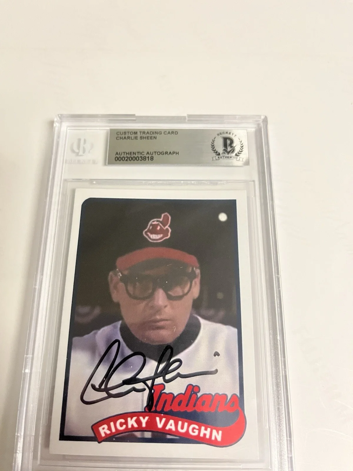 Autographed Charlie Sheen Major League Movie Card Beckett Signed Auto Authentic, изображение 3