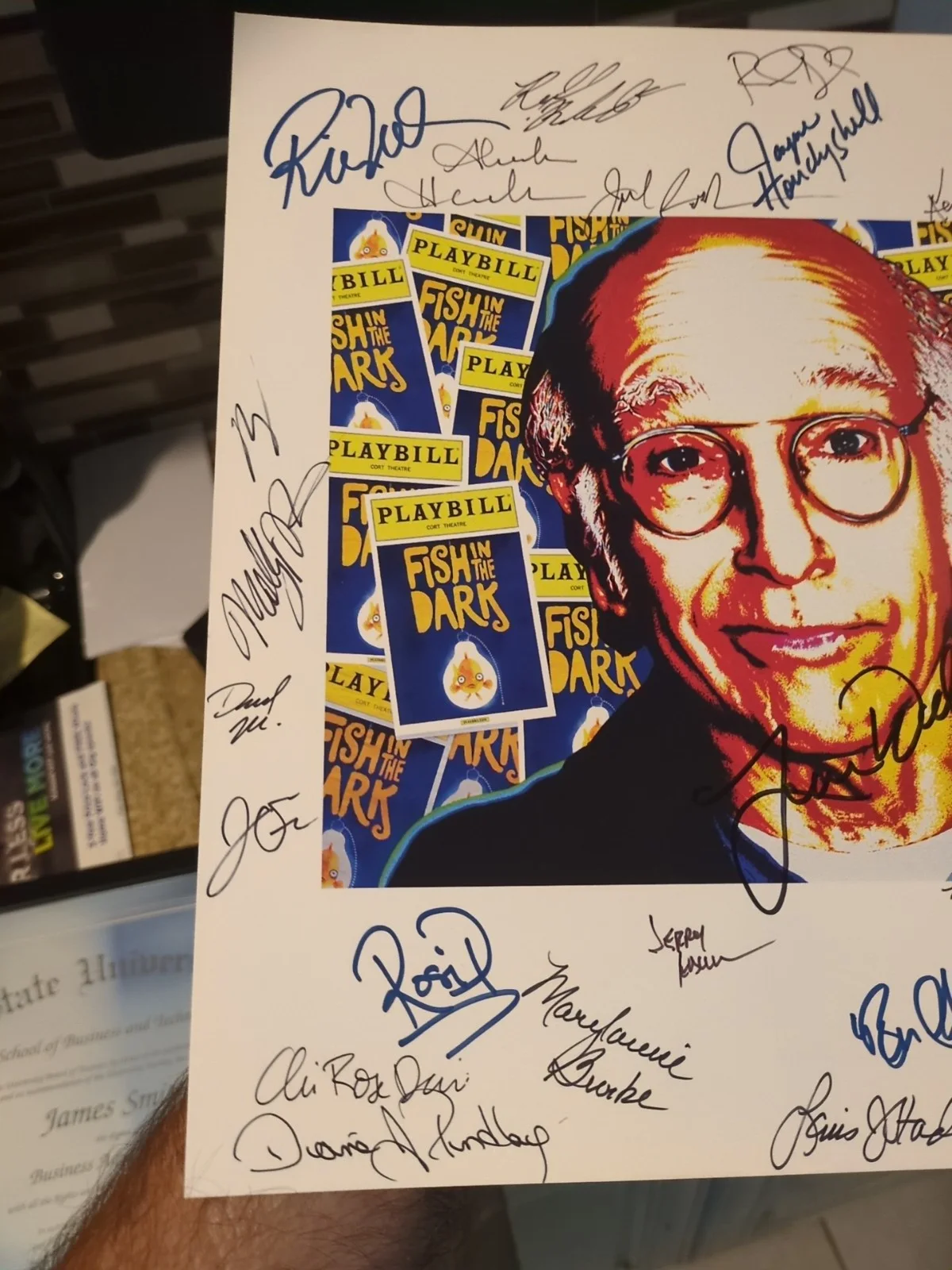 Larry David Signed Broadway FISH IN THE DARK Brian Strumwasser Numbered Print, изображение 5
