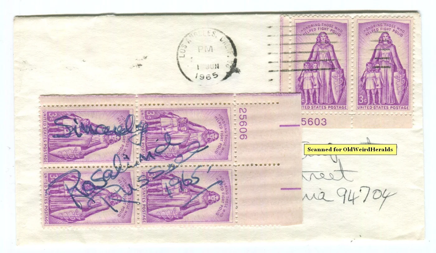 Rosalind Russell — ROSALIND RUSSELL Actress SIGNED U.S POSTAGE STAMPS 1965 Sister Kenny POLIO STAMP, изображение 2
