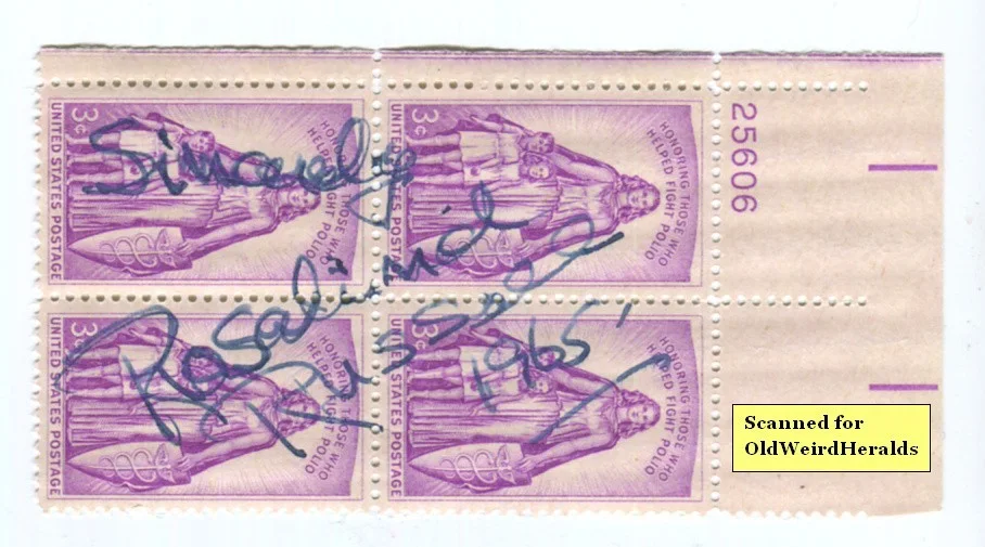 Rosalind Russell — ROSALIND RUSSELL Actress SIGNED U.S POSTAGE STAMPS 1965 Sister Kenny POLIO STAMP, изображение 3
