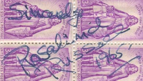 Rosalind Russell — ROSALIND RUSSELL Actress SIGNED U.S POSTAGE STAMPS 1965 Sister Kenny POLIO STAMP, изображение 4