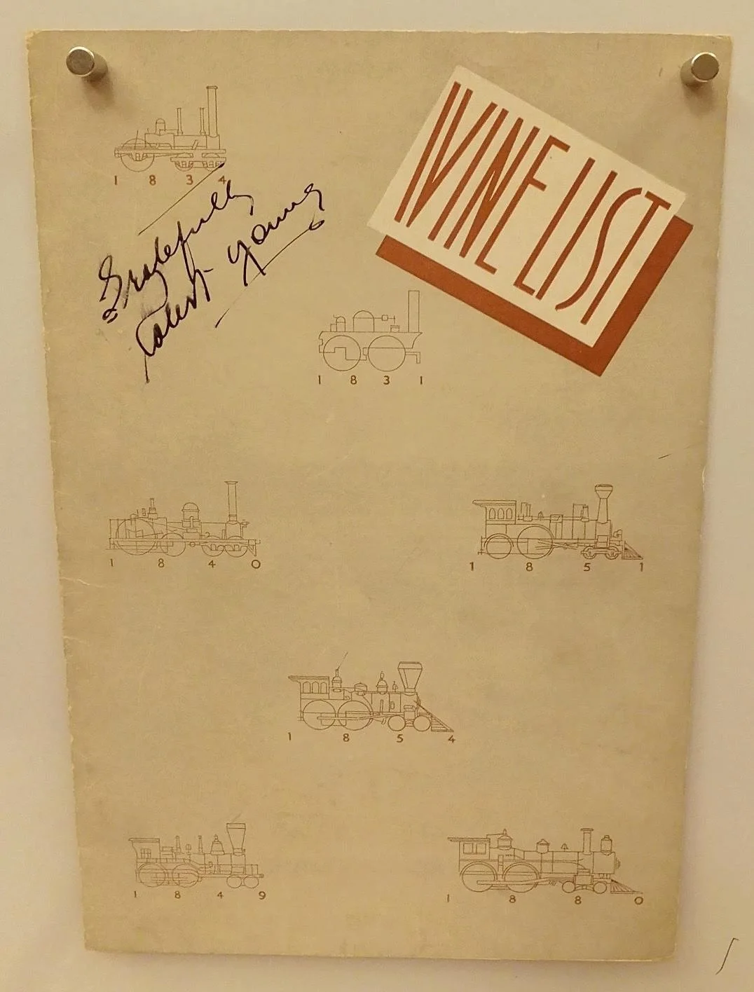 Robert Young — ROBERT YOUNG SIGNED MENU 1939, 20th Century Ltd TRAIN Wine Beverage RR,NY MAISIE, image 2