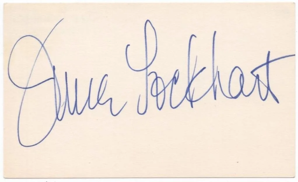 June Lockhart — JUNE LOCKHART SIGNED CARD Actor (Dec.) 1960s LOST IN SPACE TV LASSIE - Large Sig, изображение 2