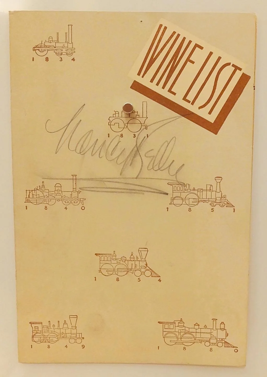 Nancy Kelly — NANCY KELLY Actress SIGNED MENU 1939, 20th CENTURY Ltd TRAIN Wine Beverage RR NY, image 2