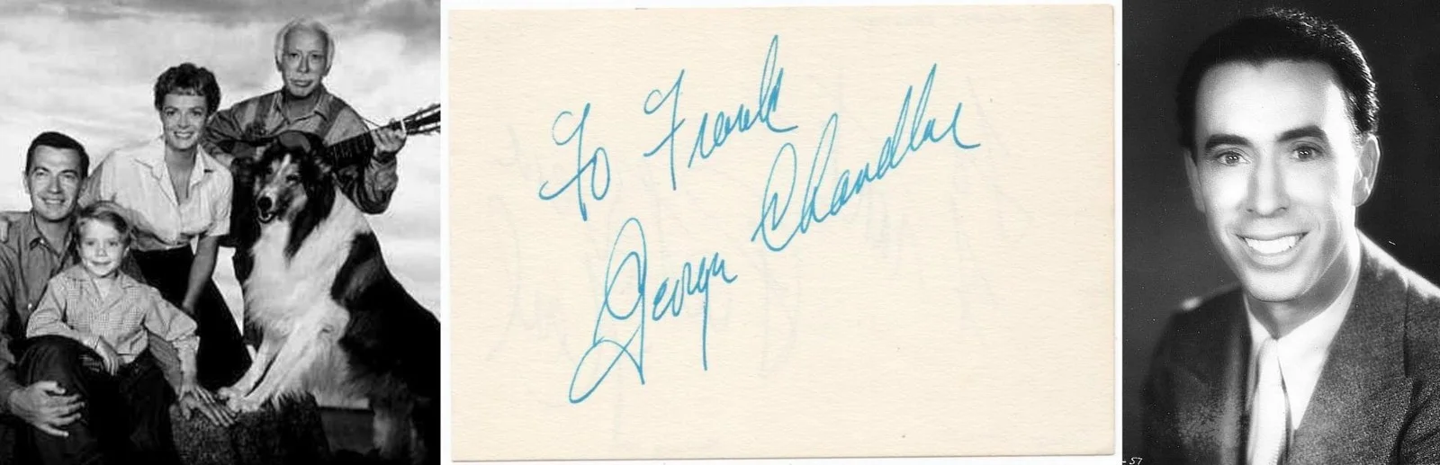 George Chandler, Patricia Neal — GEORGE CHANDLER SIGNED PAGE - LASSIE TV Uncle Petrie TWILIGHT ZONE Patricia Neal