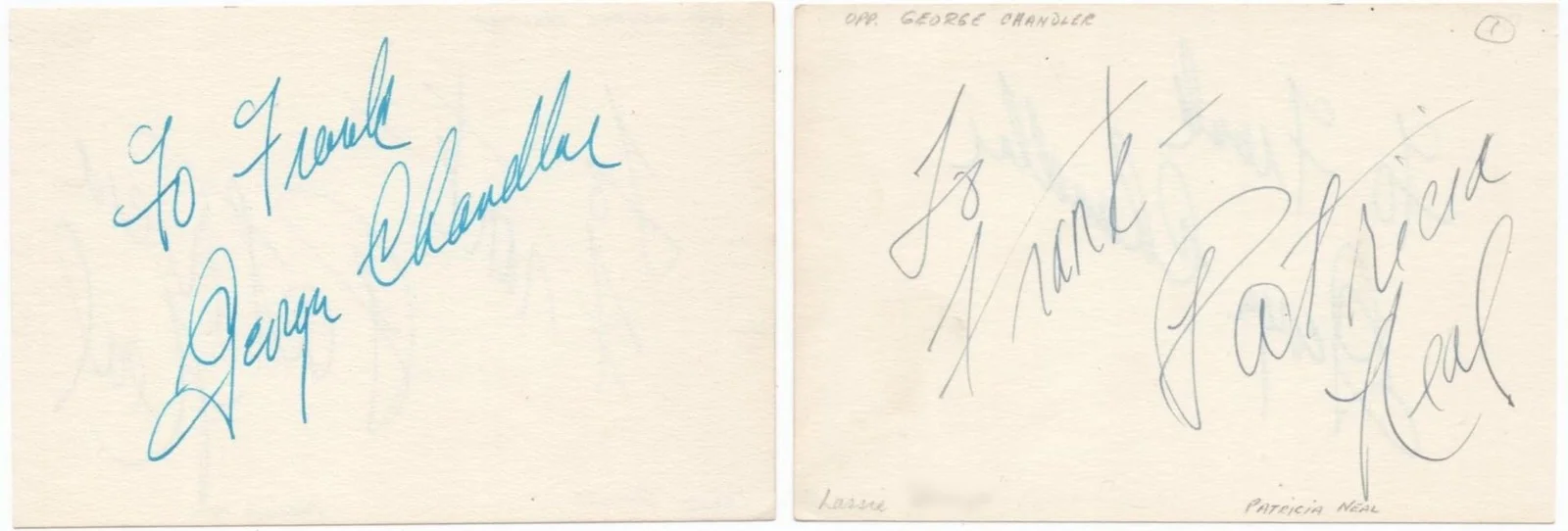 George Chandler, Patricia Neal — GEORGE CHANDLER SIGNED PAGE - LASSIE TV Uncle Petrie TWILIGHT ZONE Patricia Neal, изображение 2