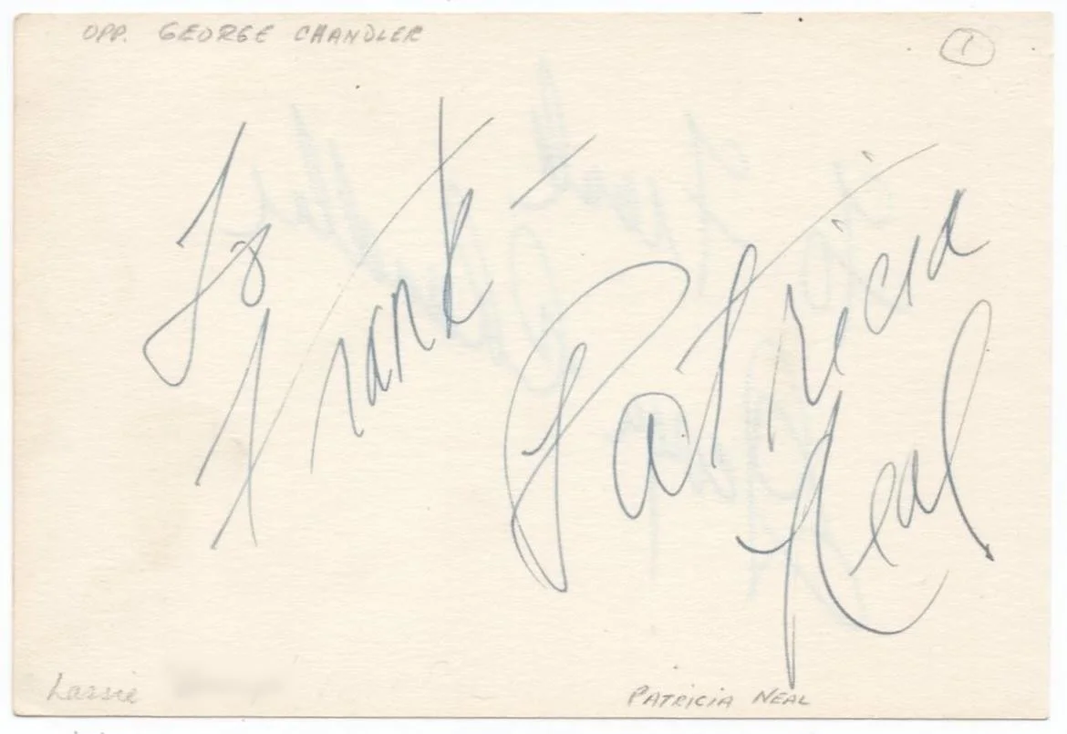 George Chandler, Patricia Neal — GEORGE CHANDLER SIGNED PAGE - LASSIE TV Uncle Petrie TWILIGHT ZONE Patricia Neal, изображение 4