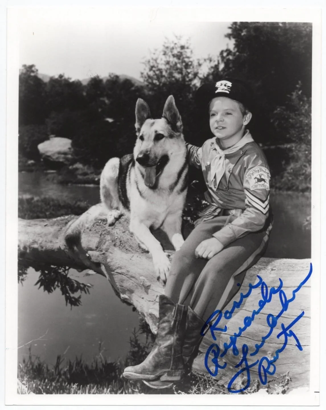 Johnny Crawford — LEE AAKER SIGNED PHOTO Authentic IN-PERSON 90s RIN TIN TIN, TV - German Shepherd