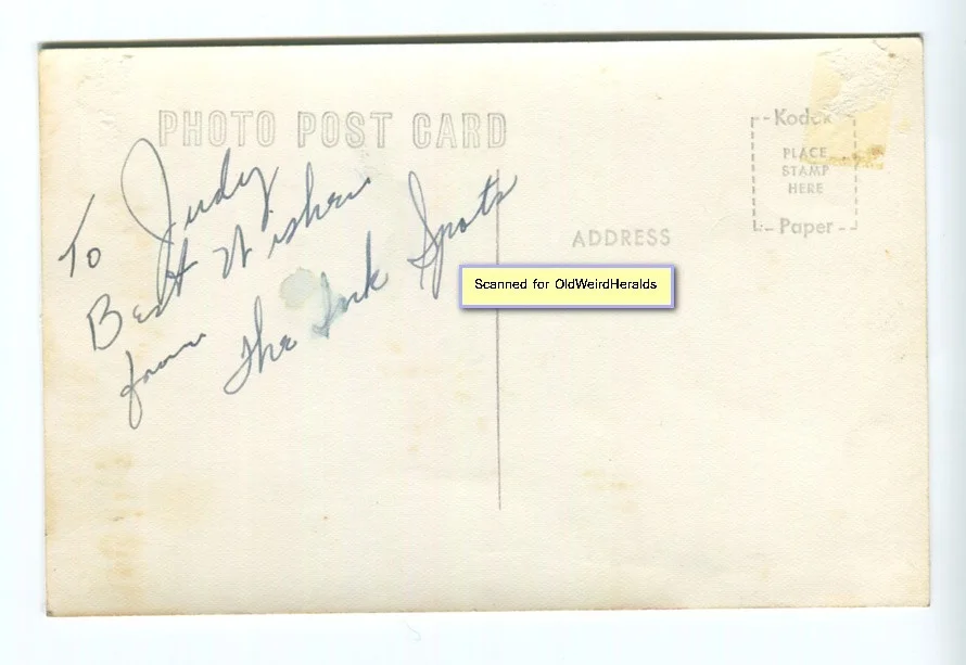 CHARLIE FUQUA, Essex Scott, Jimmy Holmes, H. Jackson — THE INK SPOTS SIGNED Photo POST CARD '53 RPPC Holmes JACKSON Scott CHARLIE FUQUA, изображение 2