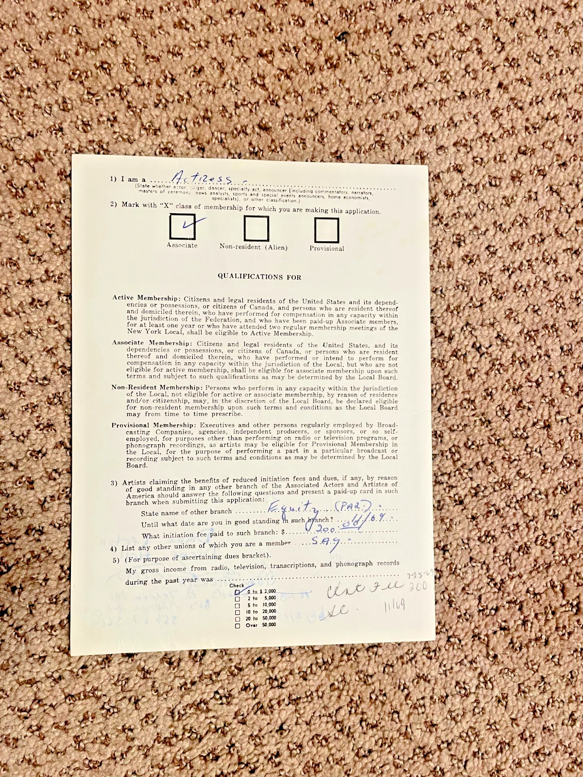 Diane Keaton - Signed AFTRA Contract 7/30/1969, image 3