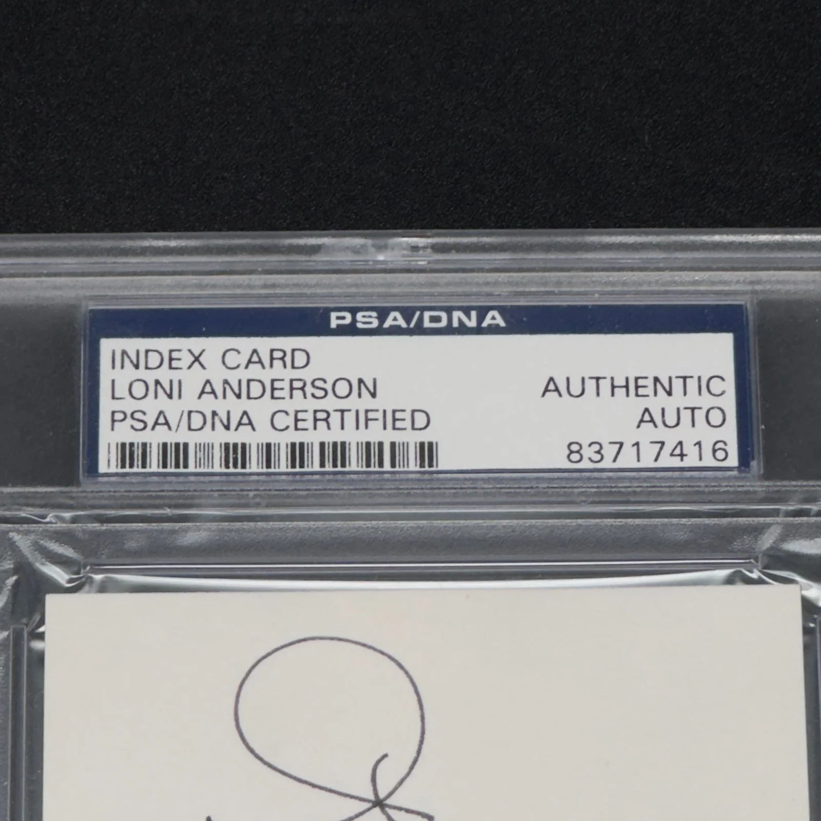 Loni Anderson — Loni Anderson Signed Index Card WKRP Slabbed PSA/DNA Authentic Autograph, image 2