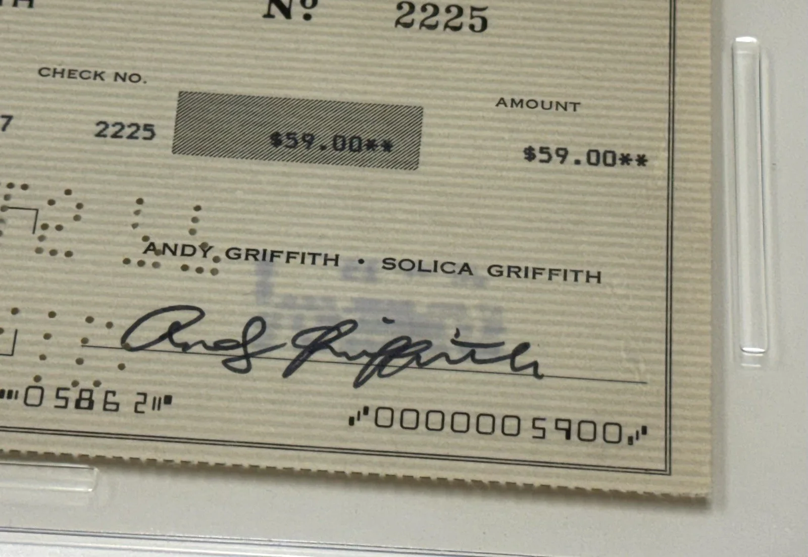 Andy Griffith — Actor Andy Griffith SIGNED Bank Check 1977 PSA/DNA Original, image 2