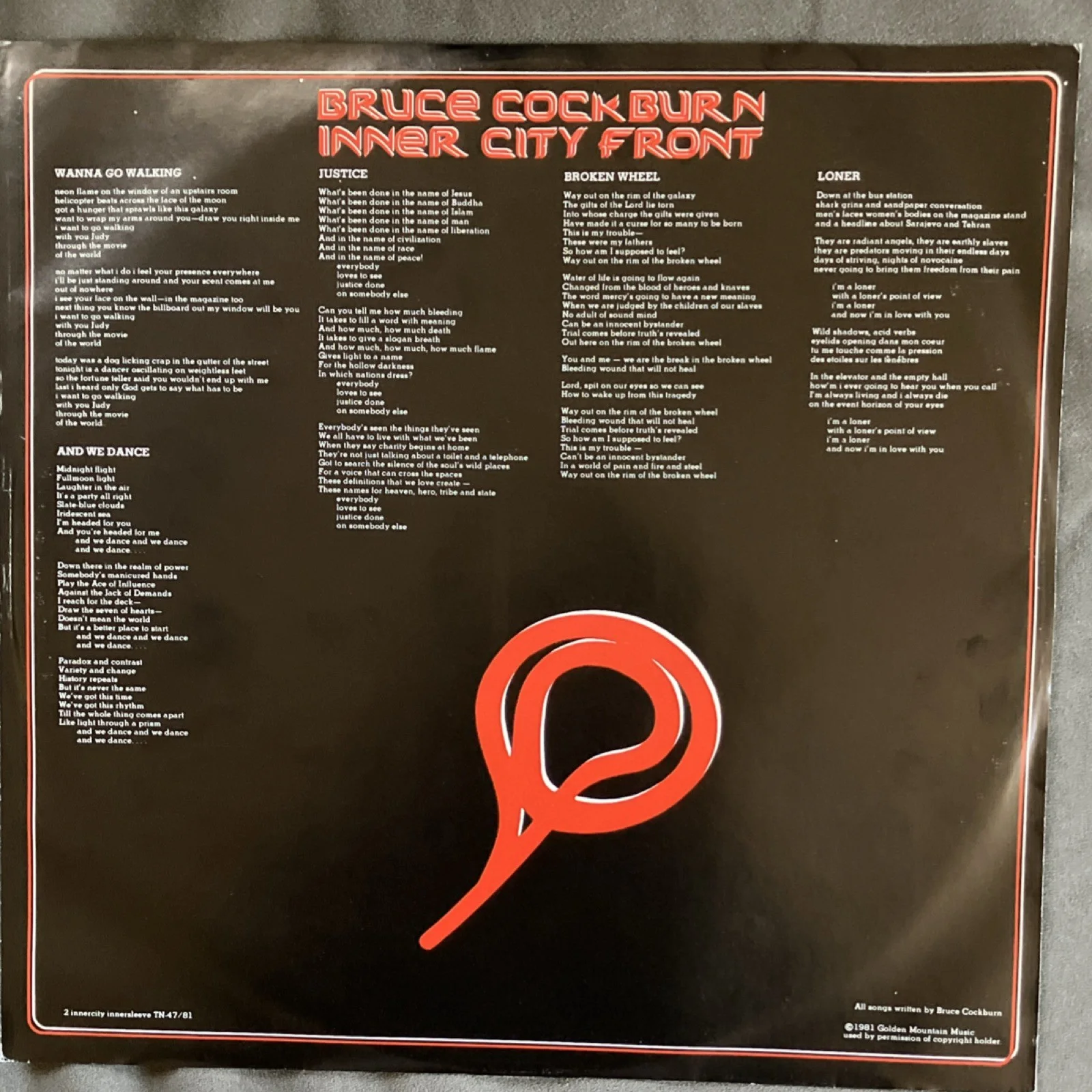 Bruce Cockburn Inner City Front AUTOGRAPHED/SIGNED VINYL True North TN 47, изображение 5