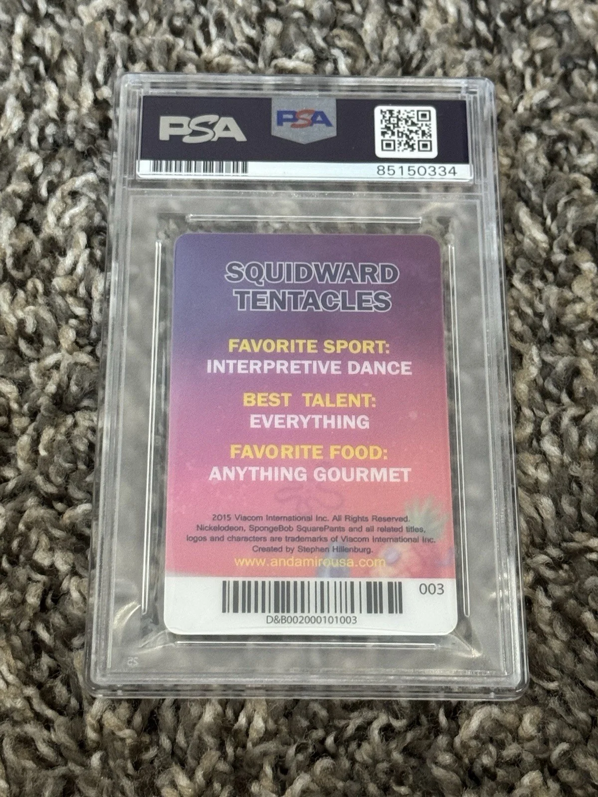 Rodger Bumpass Autographed Squidward SpongeBob Dave And Busters Card PSA Slabbed, image 4