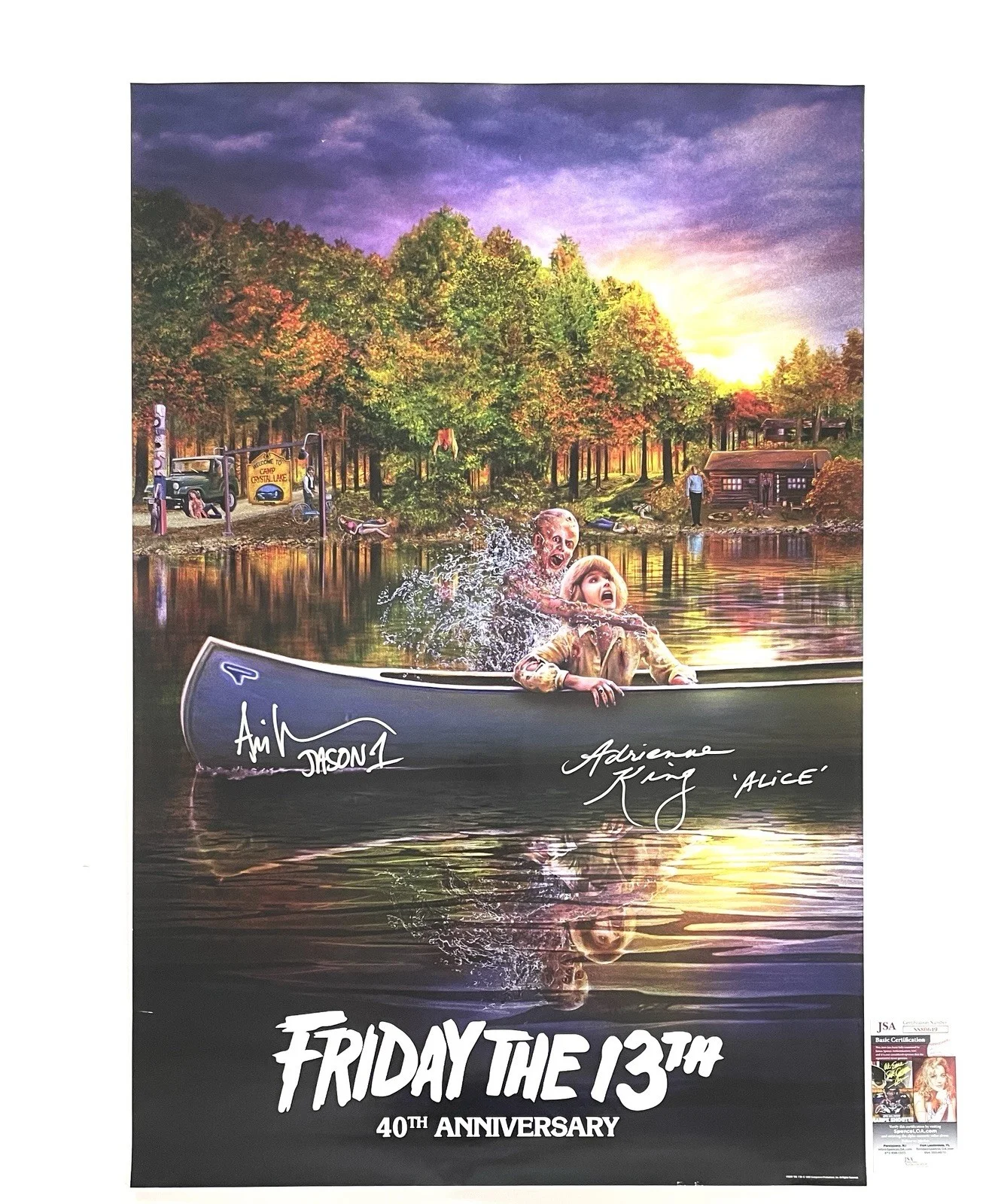 Adrienne King — Friday The 13th Cast Signed 40th Anniversary Poster Scream Factory Horror Movie, изображение 2