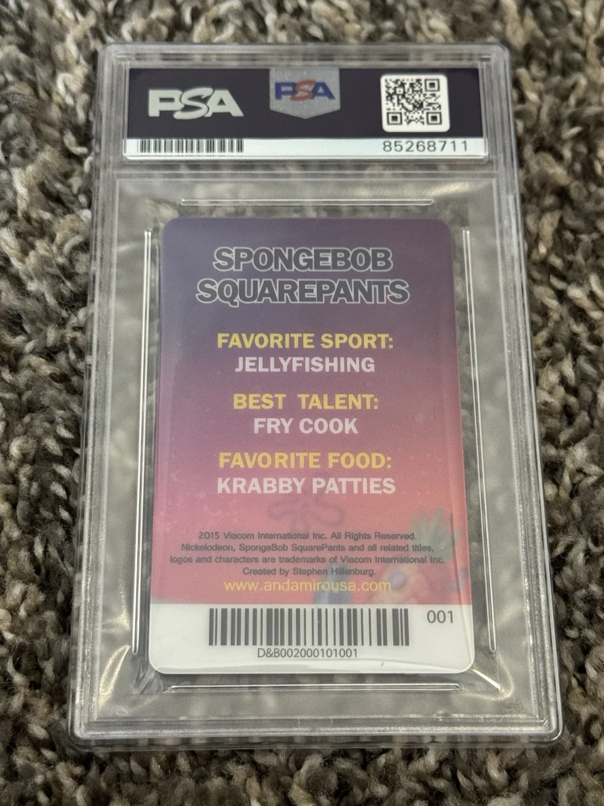 Tom Kenny Autographed SpongeBob SquarePants Dave And Busters Card PSA Slabbed, изображение 4