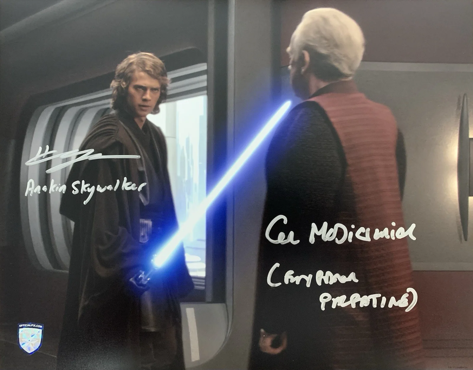 Hayden Christensen and Ian McDiarmid — Hayden Christensen & Ian McDiarmid Signed/Inscribed Star Wars 11x14 OPX Photo A